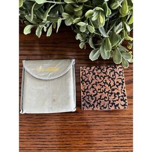 Vintage 1950s Elgin American Powder Compact Case Mirror Copper Floral Scroll